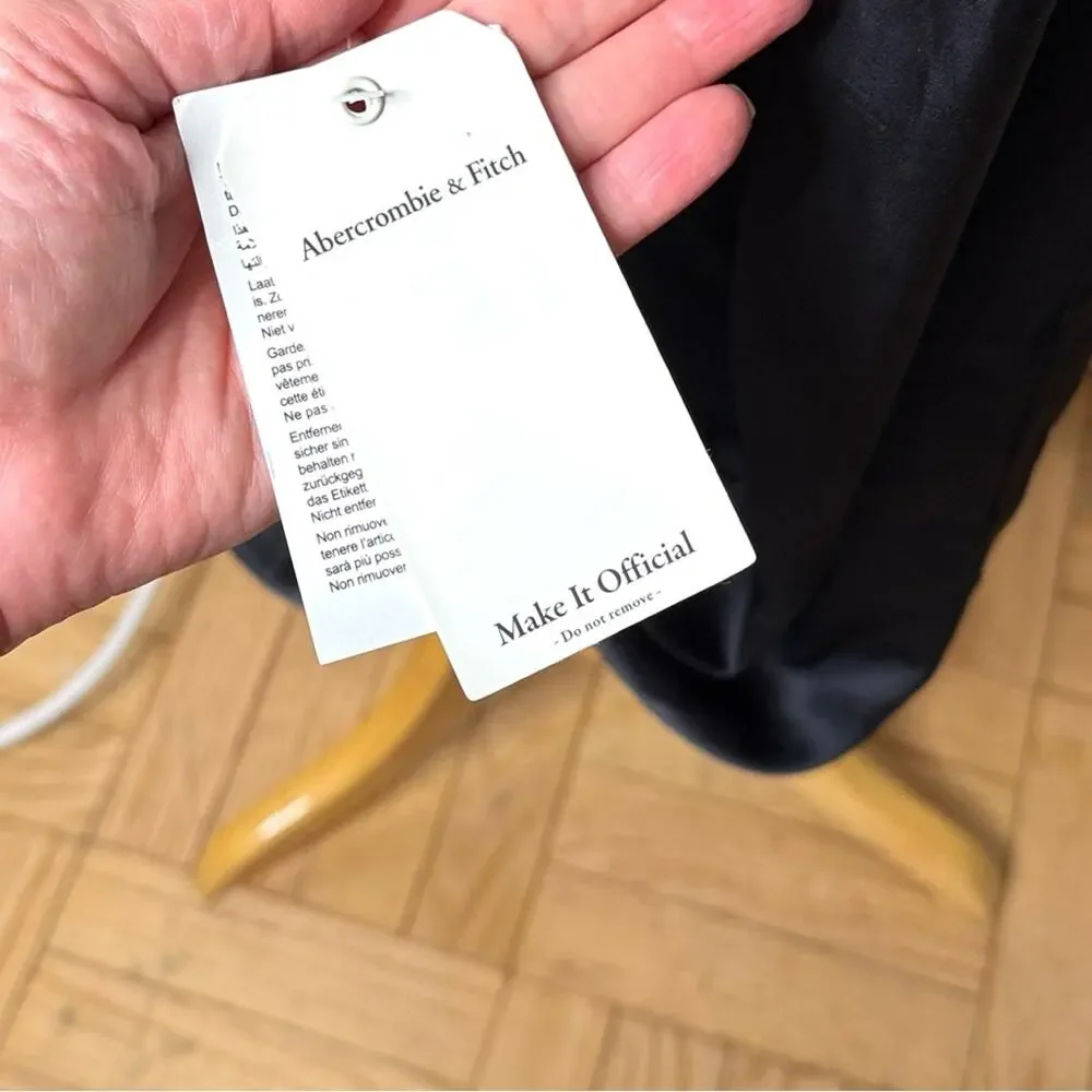 Abercrombie Black Satin Camille Maxi Dress